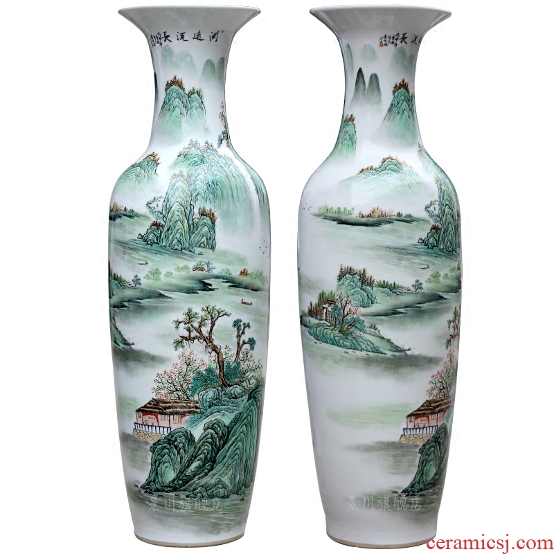 Jingdezhen ceramics vase landing large manual hand - made porcelain child sitting room of Chinese style household furnishing articles TV ark - 534379978458