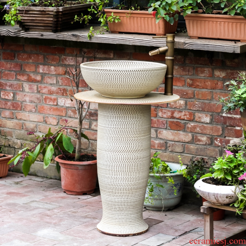 Lavabo ceramic basin of pillar type column small basin household indoor toilet ground commode pool basin