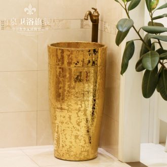Jingdezhen ceramic art basin pillar basin sink basin floor type lavatory basin integrated device of the column