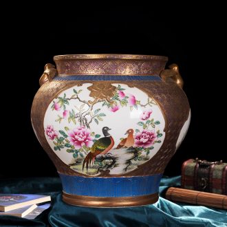 High-end antique jingdezhen ceramics powder enamel paint blooming flowers sitting room place vase household adornment process