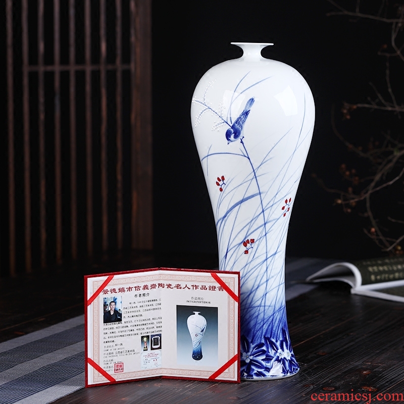Jingdezhen ceramics vase high - grade hand - made the design blue and white tie up branches of classical Chinese style home furnishing articles handicraft - 560747089989