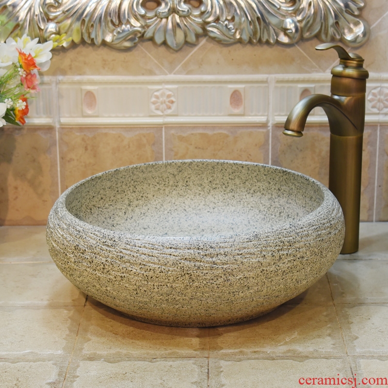 Jingdezhen ceramic lavatory basin stage art basin sink water shallow imitation stone basin bai maji stone
