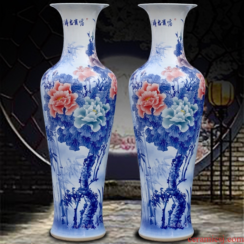 Jingdezhen ceramics pastel landscapes of large vases, Chinese style living room home TV ark adornment furnishing articles - 544165221966