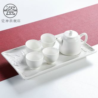 Porcelain ceramic god kung fu tea set small Japanese tea taking tea tray, water drainage type tea table dry tea sea contracted household