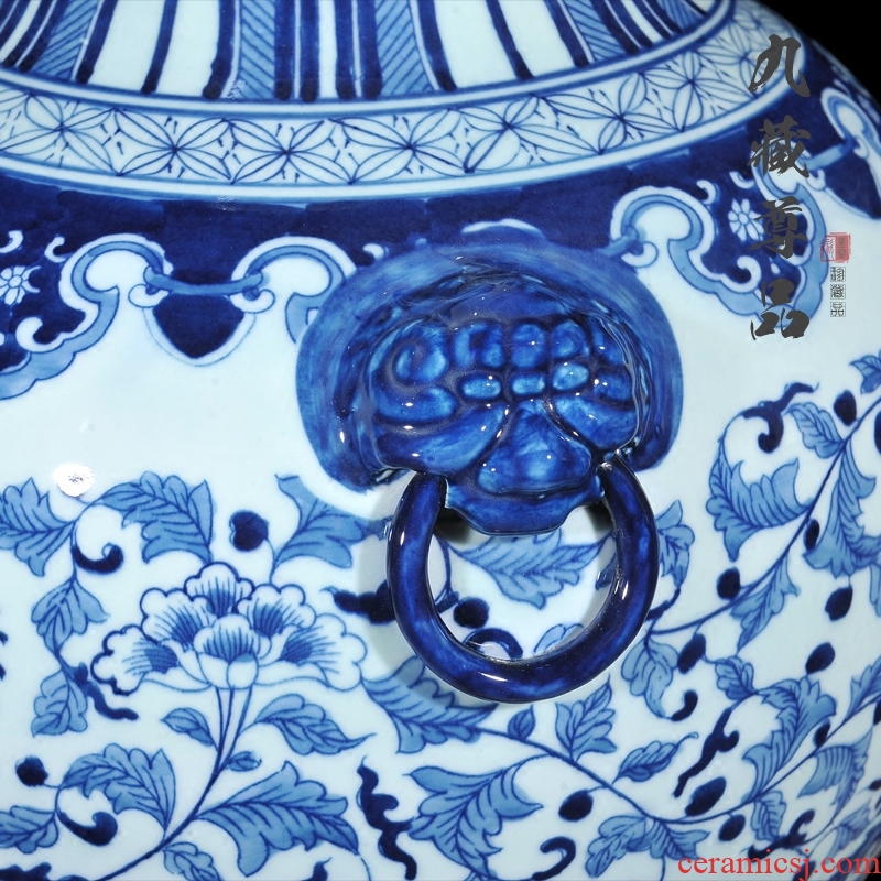 Jingdezhen blue and white square big Bridges master hand - made ceramics vases, flower implement office furnishing articles - 542247797652 study