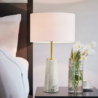Nordic light bedroom key-2 luxury wind lamp postmodern contracted sitting room European - style originality hotel ceramic marble bedside lamp