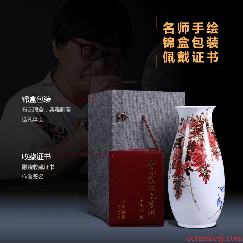 Chinese jingdezhen ceramic hand - made porcelain of large vase peony hotel opening housewarming gift sitting room place - 556797911494