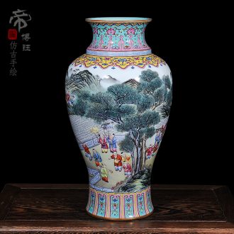 Archaize of jingdezhen ceramics powder enamel qianlong year all hand-painted the lad fishtail bottle home have a sitting room furnishing articles