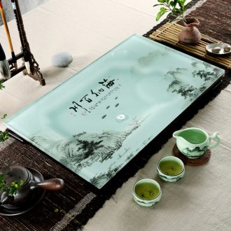 Qiu time household I and contracted a rectangle toughened glass tea tray was suit coloured glaze ceramic kung fu tea tea