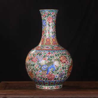 Jingdezhen ceramics high-end antique gold kirin qianlong vase household adornment design process sitting room furnishing articles
