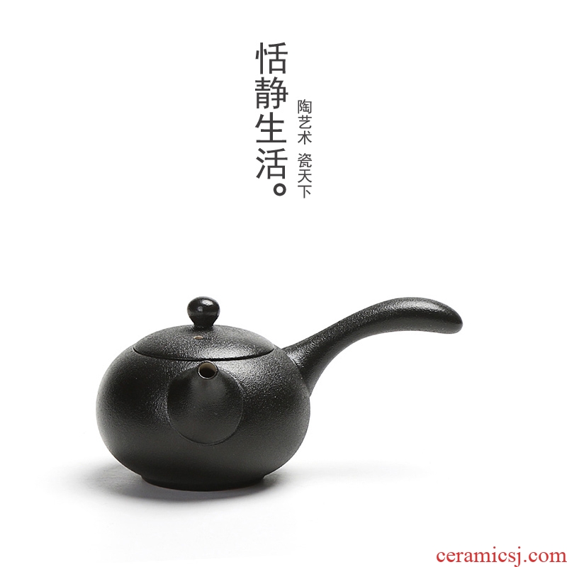 Black side quiet life zen put the pot of tea ware antique black pottery clay pu 'er kung fu tea set ceramic in Taiwan