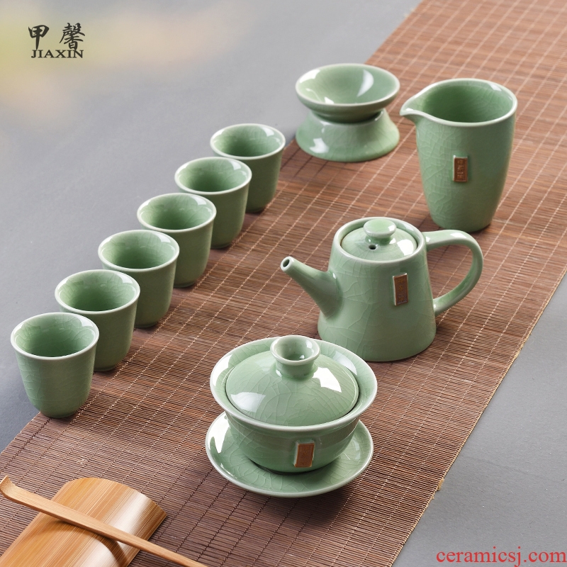 JiaXin elder brother kiln open piece of a complete set of kung fu tea set suit ceramic tureen contracted office cup suit household the teapot