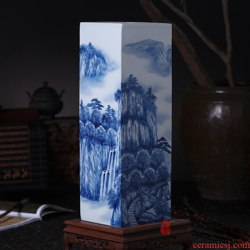 Jingdezhen blue and white antique ceramics guiguzi setting figure large pot sitting room process decorative vase household furnishing articles - 543806096294