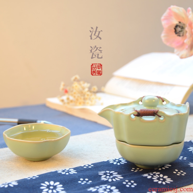 JiaXin your porcelain crack cup a travel portable ceramic pot 2 two kung fu tea set imitation song dynasty style typeface to open the slice your kiln