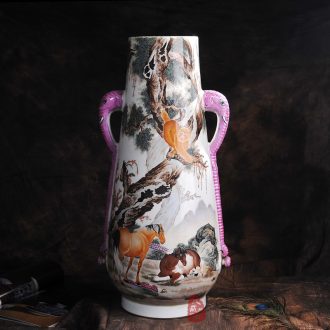 Archaize of jingdezhen ceramics powder enamel in the 80 s trunk beasts vase crafts home furnishing articles sitting room