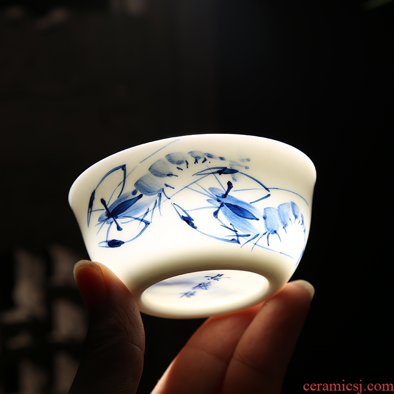 Jingdezhen ceramic sample tea cup hand-painted kung fu tea master cup personal cup single cup small cup bowl cups