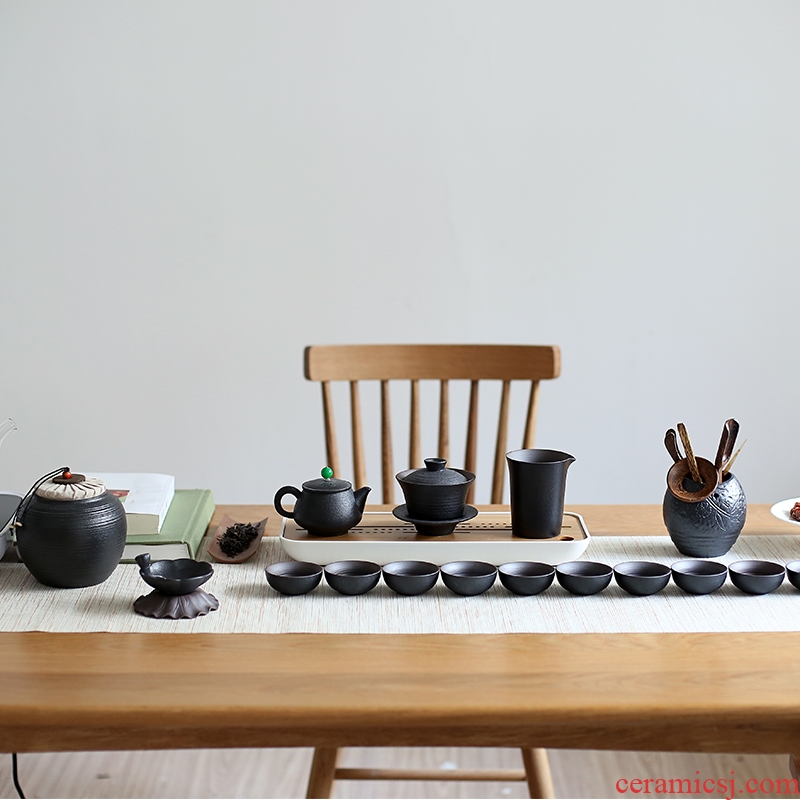 Like black zen wind restoring ancient ways coarse pottery kung fu tea set black pottery household ceramics combinations of a complete set of tea cups