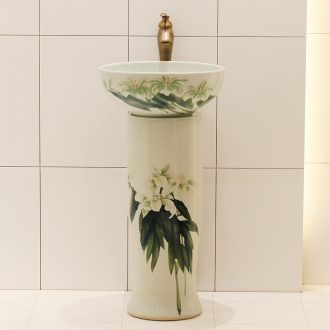 Basin one - piece stage art of jingdezhen ceramic Basin balcony column Basin bathroom sink