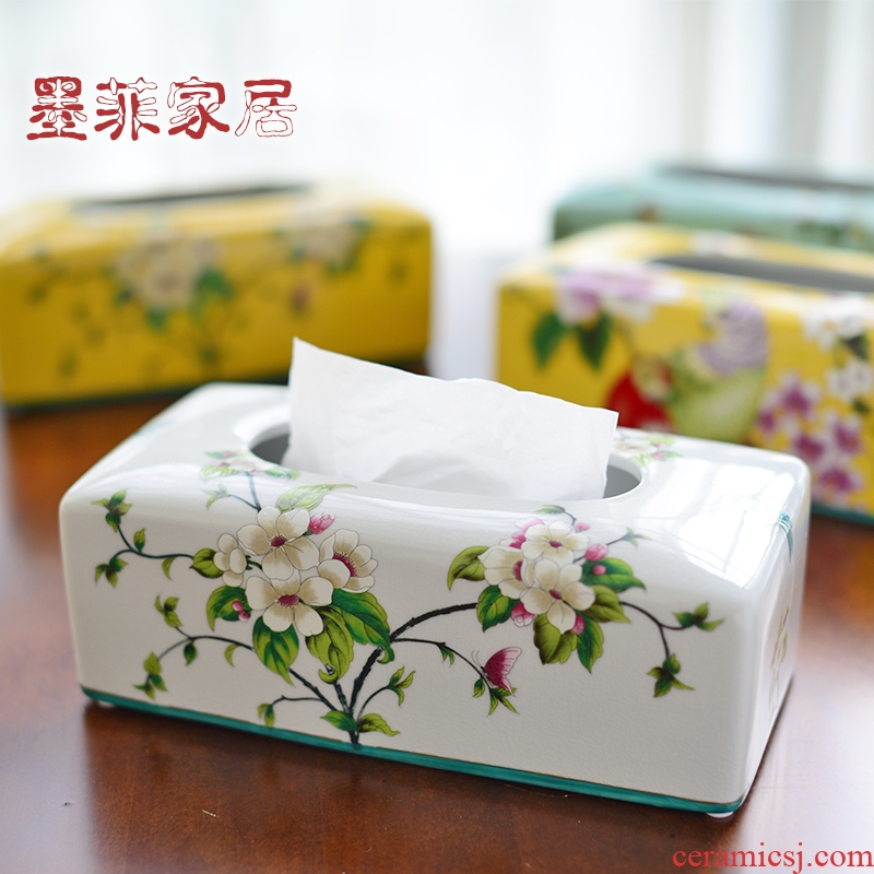 Murphy 's new Chinese style classical checking ceramic tissue box American country decorates sitting room tea table restaurant smoke box