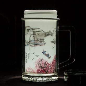 Jingdezhen ceramic tank vacuum insulation cup of water glass office cup car cup 508 ml customized gifts