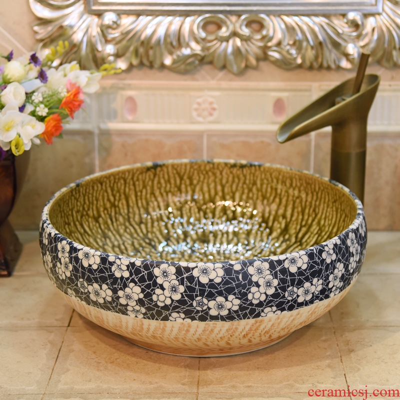 Jingdezhen blue and white rhyme ceramic art basin up jump cut on the basin that wash a face basin sinks lavabo xiancai basins