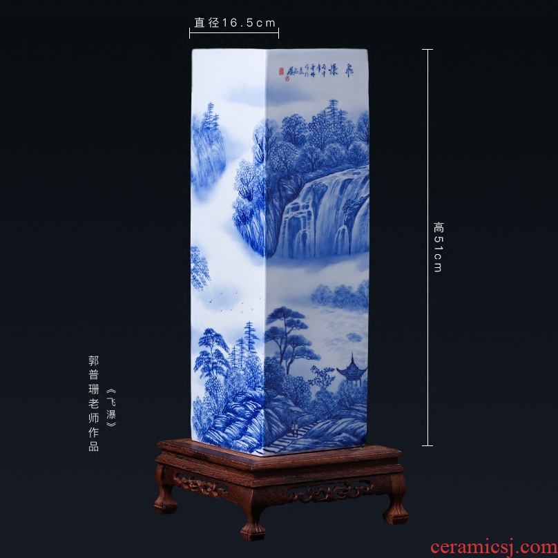Antique vase of blue and white porcelain of jingdezhen ceramics large ground flower arrangement sitting room adornment of Chinese style household furnishing articles - 543899297117