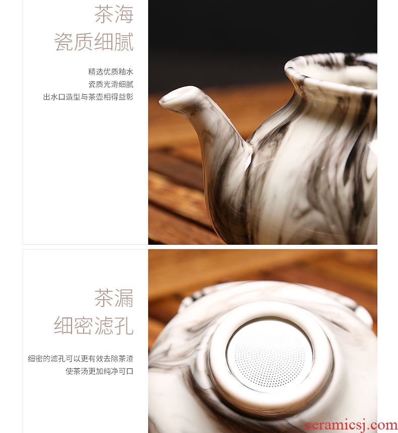 Royal elegant tea sets ink wind kung fu tea set a complete set of household ceramic tea cup lid bowl of household