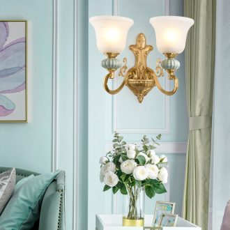 American whole copper ceramic wall lamp of the head of a bed of European - style decorative light sitting room the bedroom of lamps and lanterns study corridor corridor wall lamp