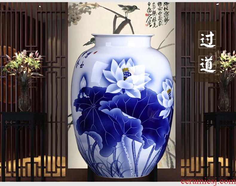 Hand - made porcelain of jingdezhen ceramics high mountain water long ceramic floor big vase home sitting room adornment is placed - 538305850181