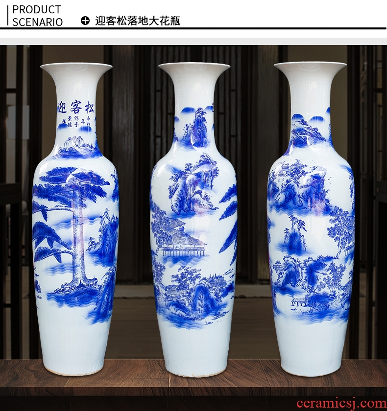 Jingdezhen ceramics vase hand-painted antique blue and white porcelain large flower arrangement sitting room adornment of Chinese style household furnishing articles - 529007145046
