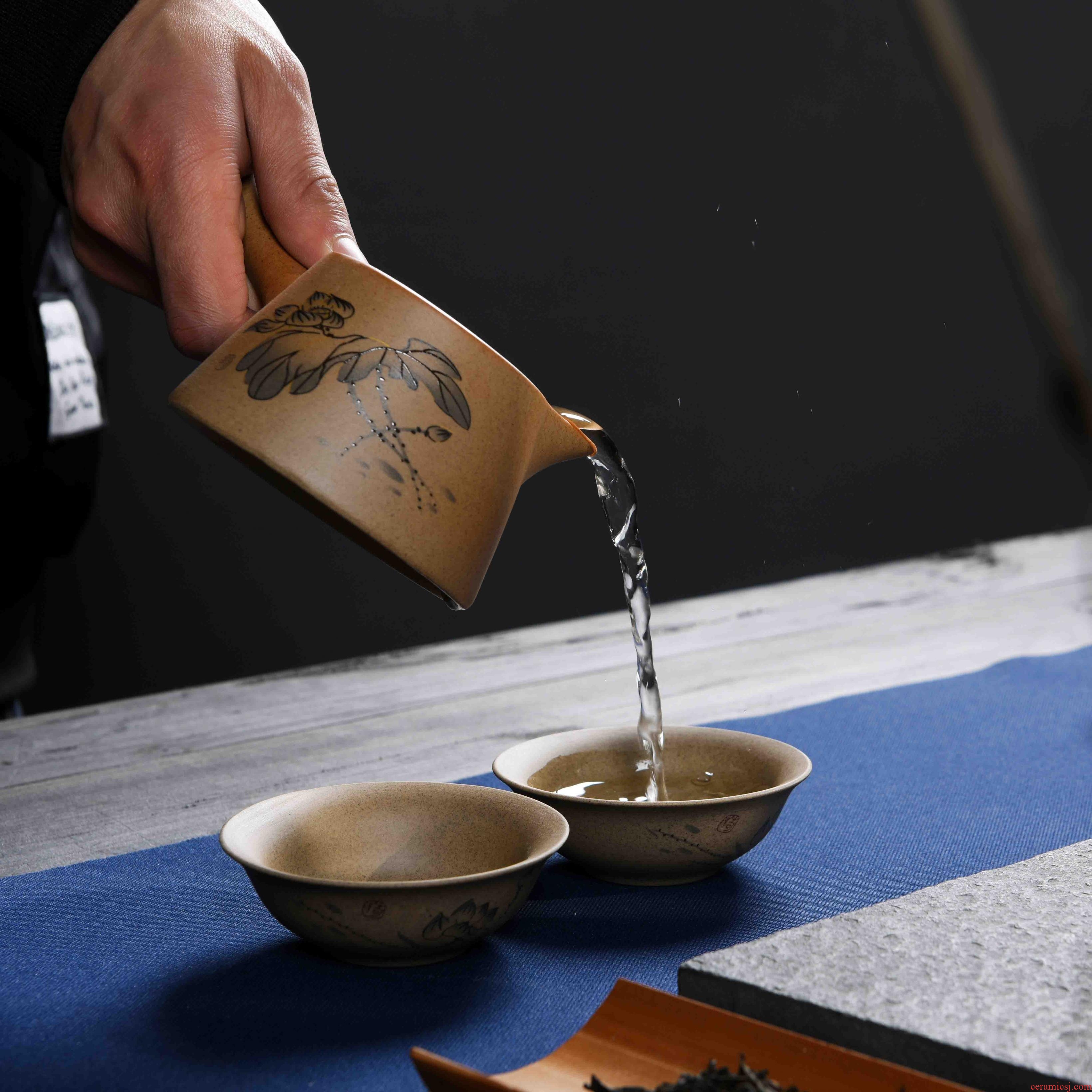 Talk of a complete set of coarse pottery kung fu tea set ceramic cups xi shi pot side put the teapot lid bowl tea set