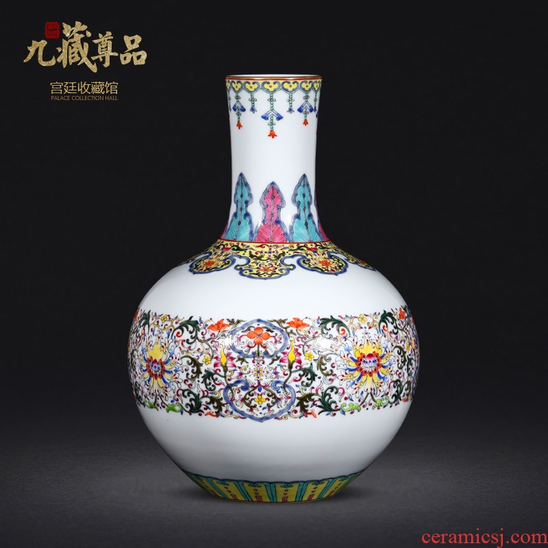 Jingdezhen antique hand-painted bound branch lotus tree porcelain enamel painted pottery porcelain vases decorative furnishing articles in the living room