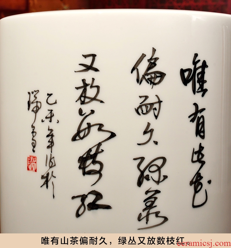 Oriental creative hand-painted ceramic brush pot soil practical office furnishing articles study the elder teacher commemorative gifts
