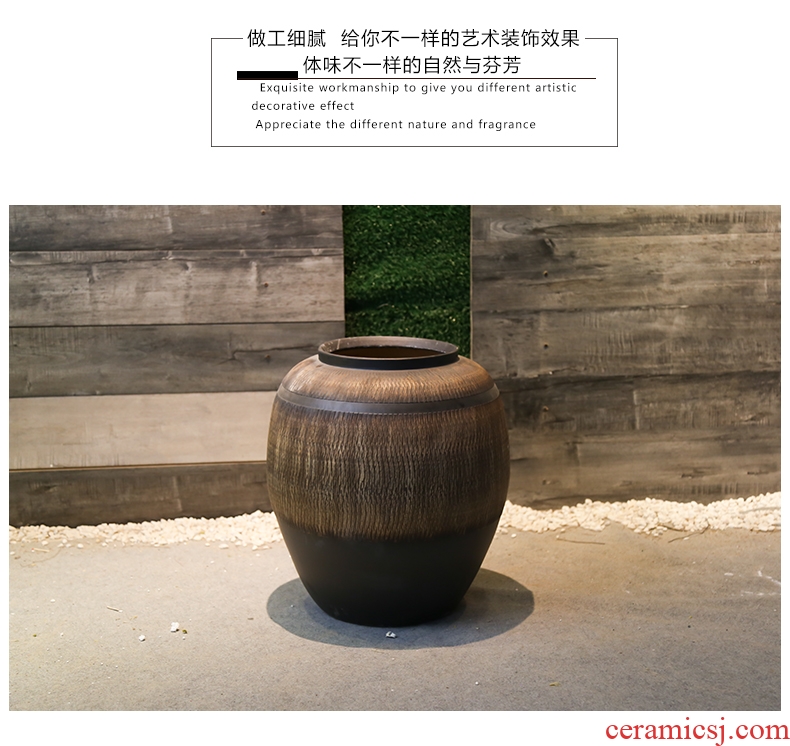 Ceramic floor big dried flower vase planting sitting room place hotel villa covers coarse pottery restoring ancient ways do old creative decoration - 571706882625