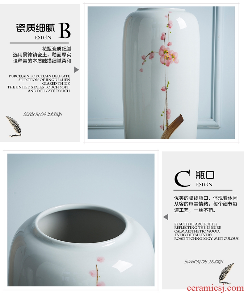 Jingdezhen ground vase new home decoration company in furnishing articles European contracted sitting room flower arranging ceramic vase decoration - 572877556006
