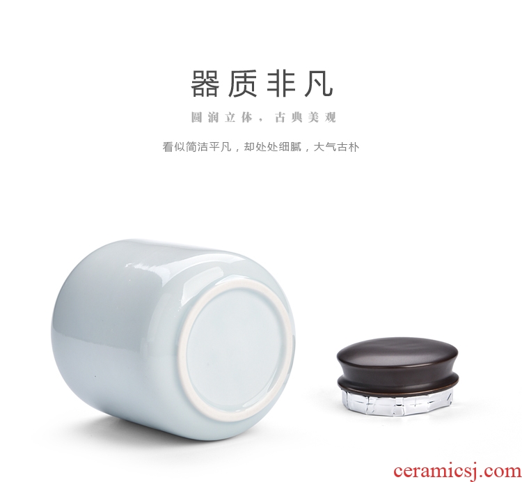 Quiet life small three yuan receives ceramic powder blue fat white caddy fixings dual storage POTS small manual
