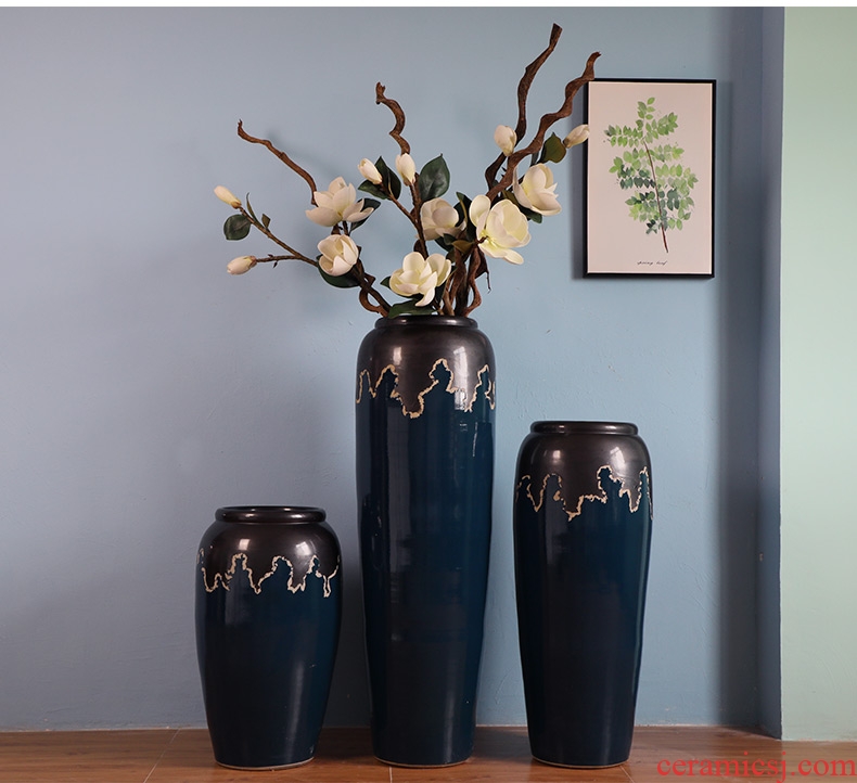 Jingdezhen ceramics hand - made antique blue and white porcelain vases, furnishing articles sitting room flower arranging large Chinese style household decorations - 573320954931