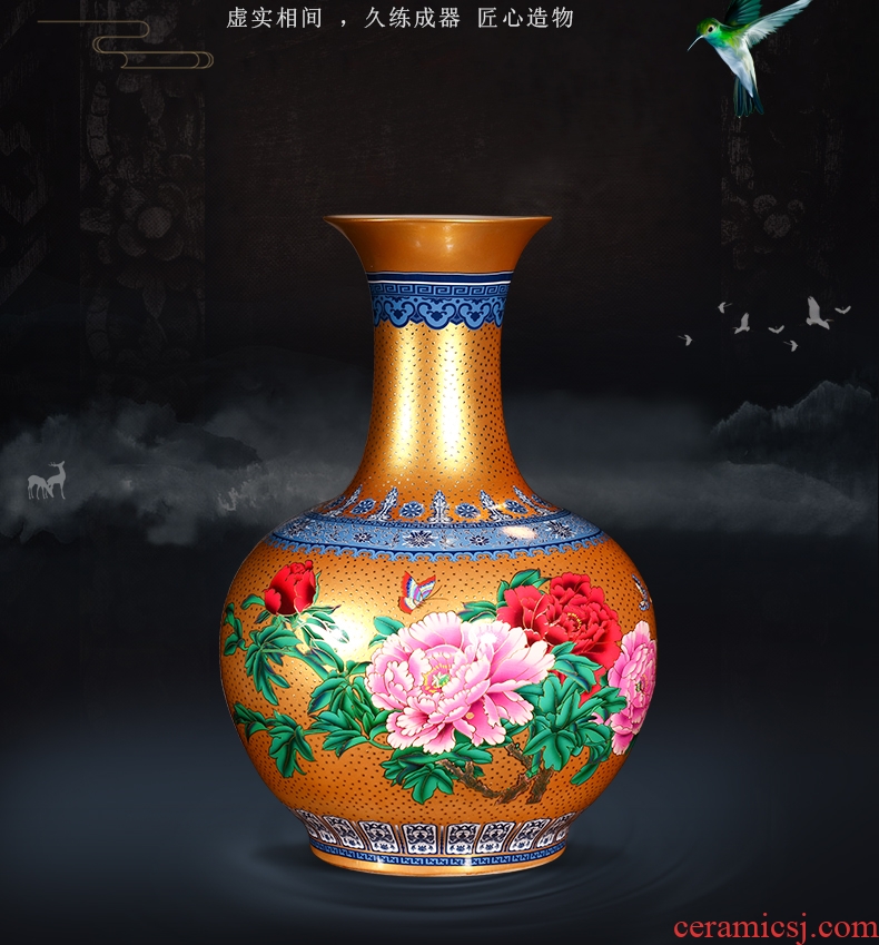 Jingdezhen porcelain of large vases, ceramic furnishing articles hand - made flower arranging large new Chinese idea gourd bottle decoration decoration - 572029126866