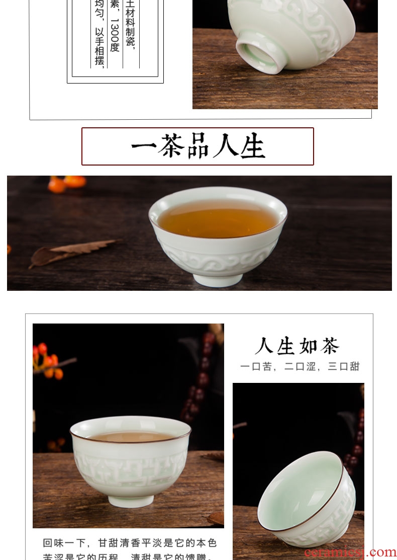 Jingdezhen shadow green ceramic tea cup cup kung fu tea cups chicken cylinder sample tea cup cup personal master list