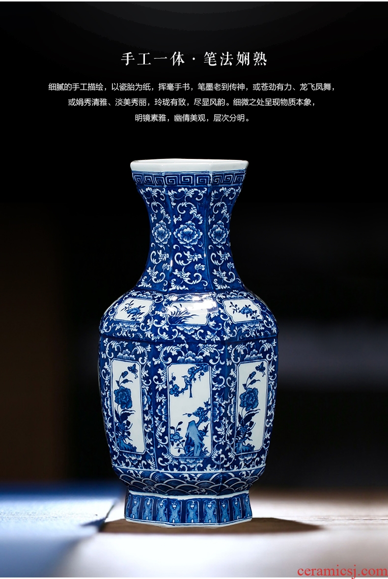 Jingdezhen ceramics vase antique blue - and - white large flower arranging implement new porch sitting room of Chinese style household act the role ofing is tasted furnishing articles - 560720890998