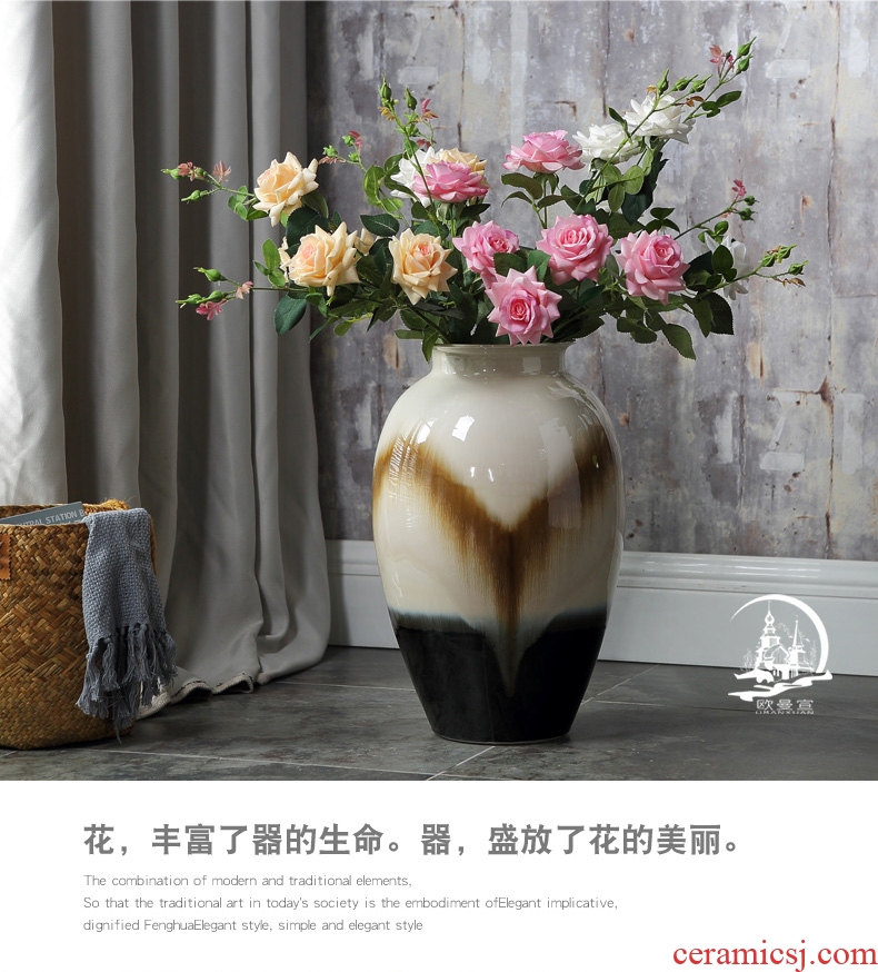 Ceramic restoring ancient ways do old vase ice crack green flower bed pot - bellied bottles of modern Chinese style soft outfit sitting room accessories - 569562031184
