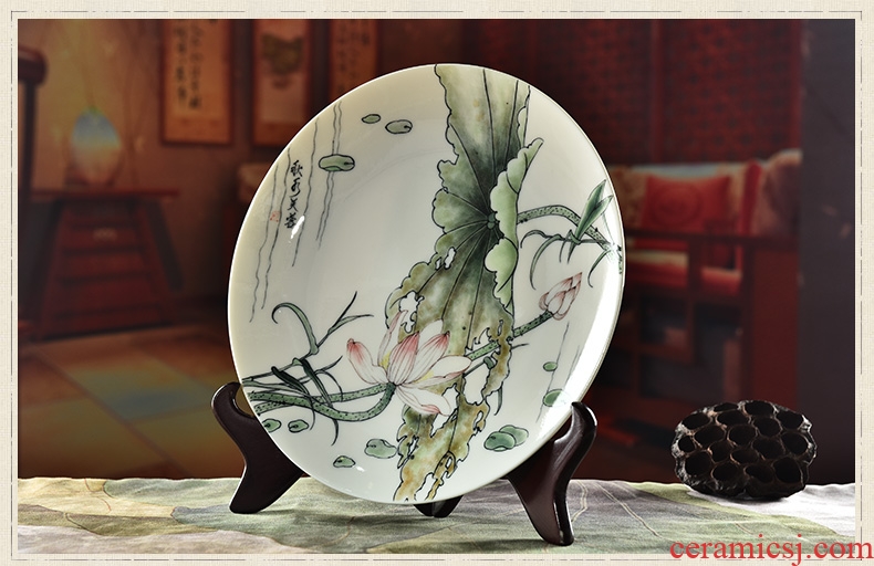 Oriental clay ceramic hand - made hang dish Chinese style living room partition TV cabinet version into the home decoration gifts