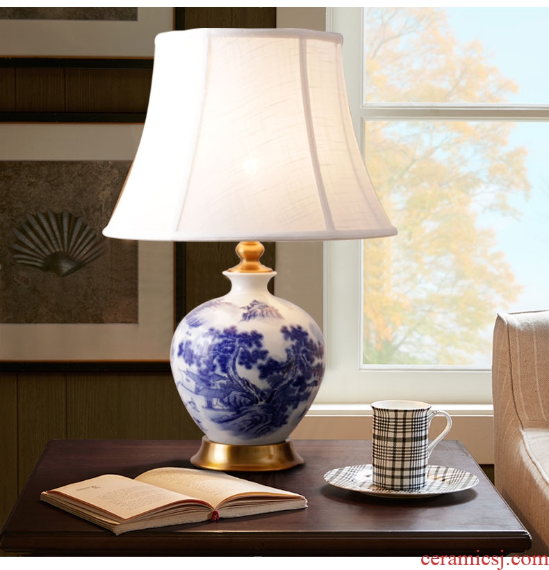 Modern Chinese ceramic desk lamp full copper contracted creative home sitting room lamps and lanterns of bedroom the head of a bed lamp sweet got connected