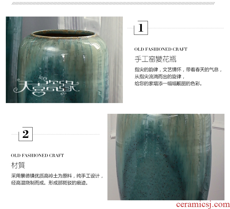 Jingdezhen ceramics archaize sitting room place flower arrangement craft landing big blue and white porcelain vase vase decoration - 538519501863