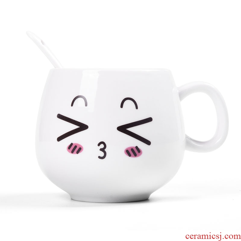 HaoFeng creative mugs ceramic cups of coffee cup milk cup breakfast cup express cartoon cup with a spoon