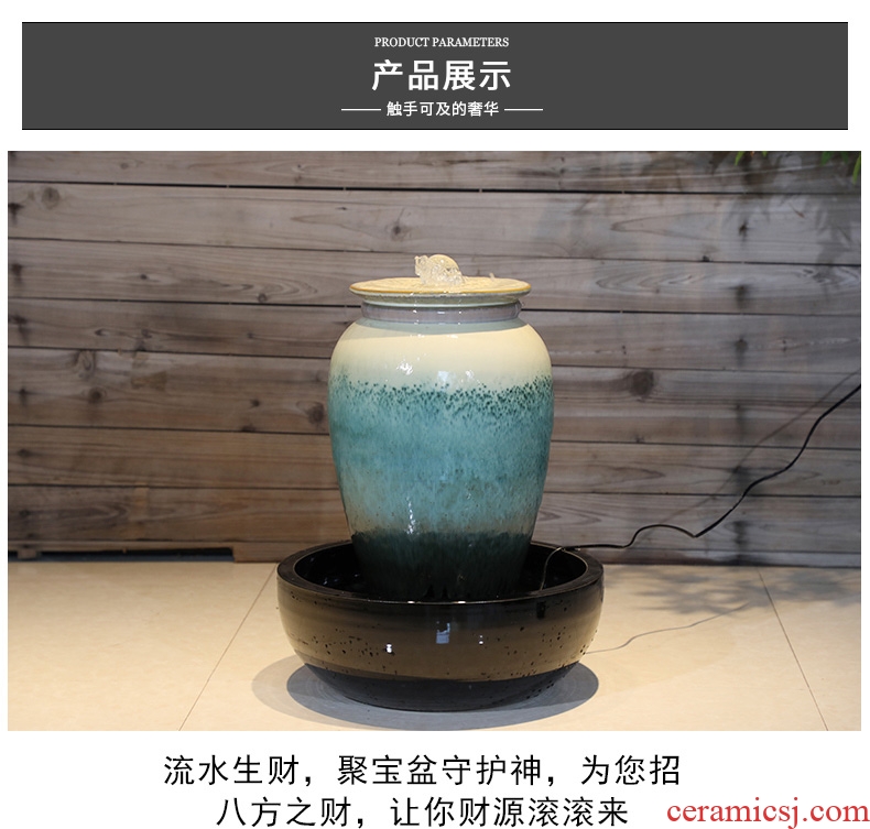 Ceramic sitting room water fountain titanium white American emerald green ground creative furnishing articles ornaments large - scale humidifier