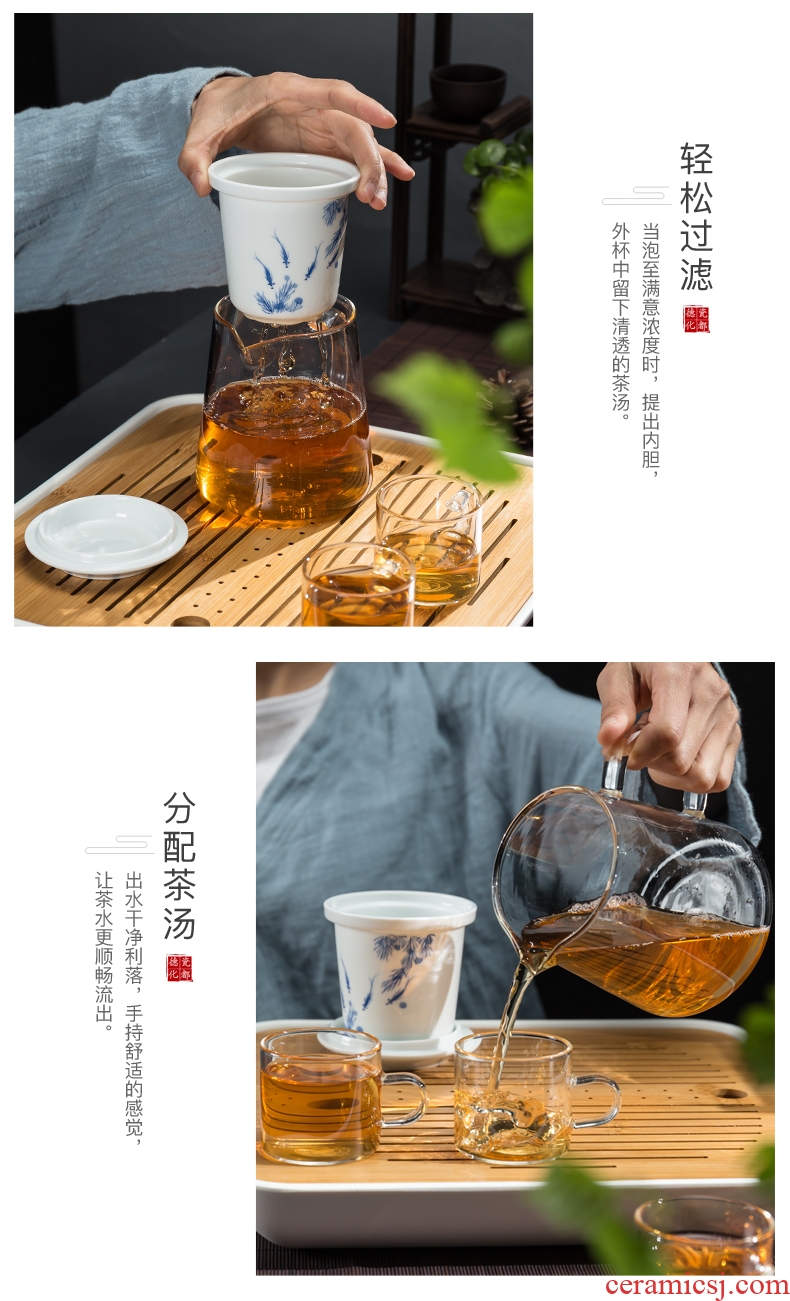 Glass teapot with thick hot tea with ceramic filter tank bonus linglong cup teapot kung fu tea