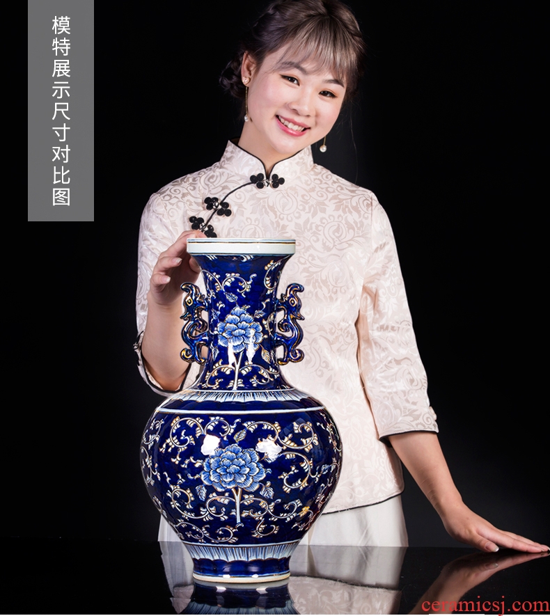 Jingdezhen ceramics hand - made paint large celadon vase furnishing articles sitting room be born heavy large 1 m high - 570054348012