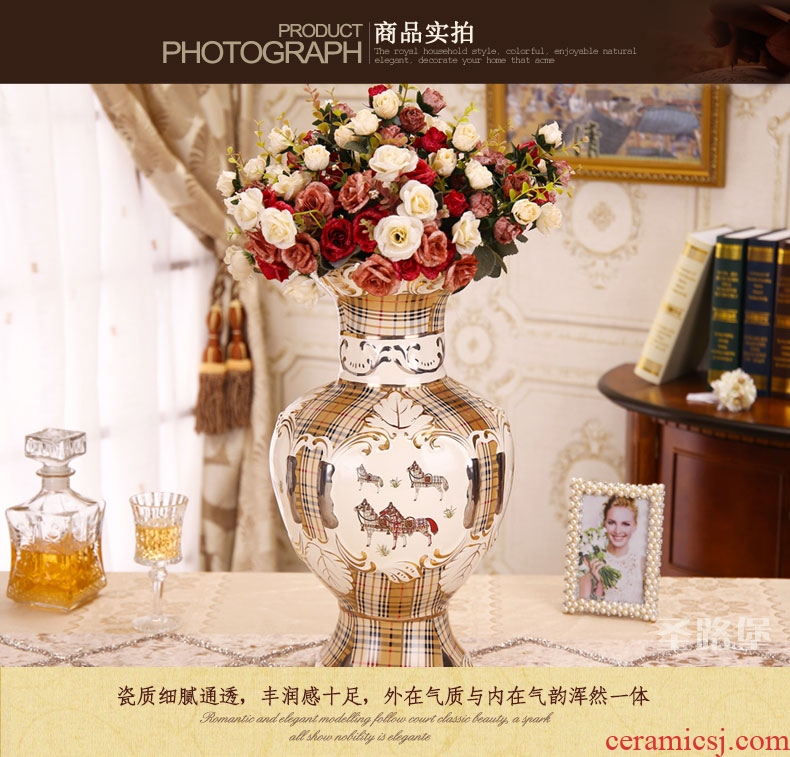 Household vase of new Chinese style restoring ancient ways ceramic creative living room decoration flower arranging containers dry flower is placed big desktop - 43425275579