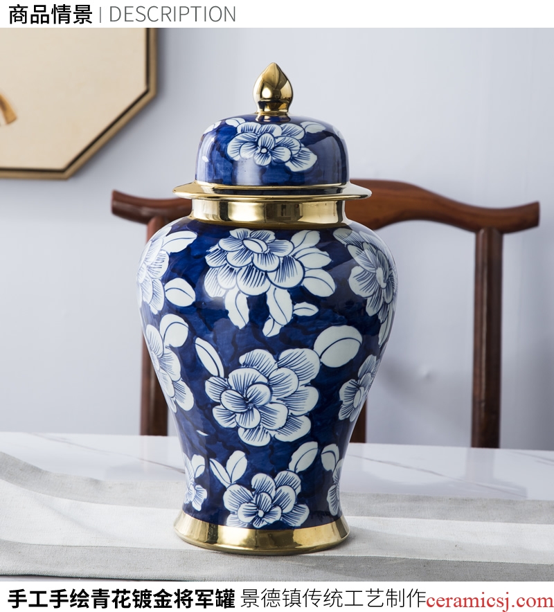 Hand - made of blue and white porcelain of jingdezhen ceramics of large vases, flower arranging new porch decoration of Chinese style household furnishing articles - 570196833737